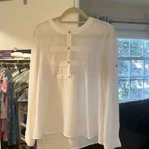 White dress shirt with gold buttons